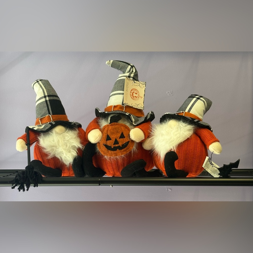 Halloween Gnome Trio with Orange Sweaters
